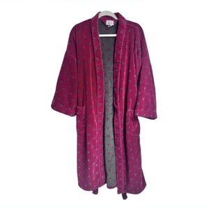 Vintage Bill Blass Heavy Terry Cotton Bathrobe 2 Loop Belted Burgundy one size